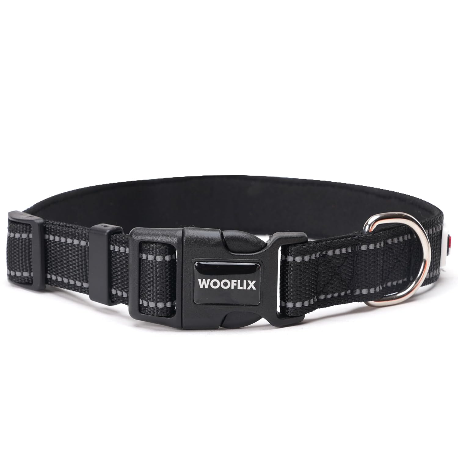 Wooflix Reflective Dog Collar for Small, Medium and Large Dogs - Black