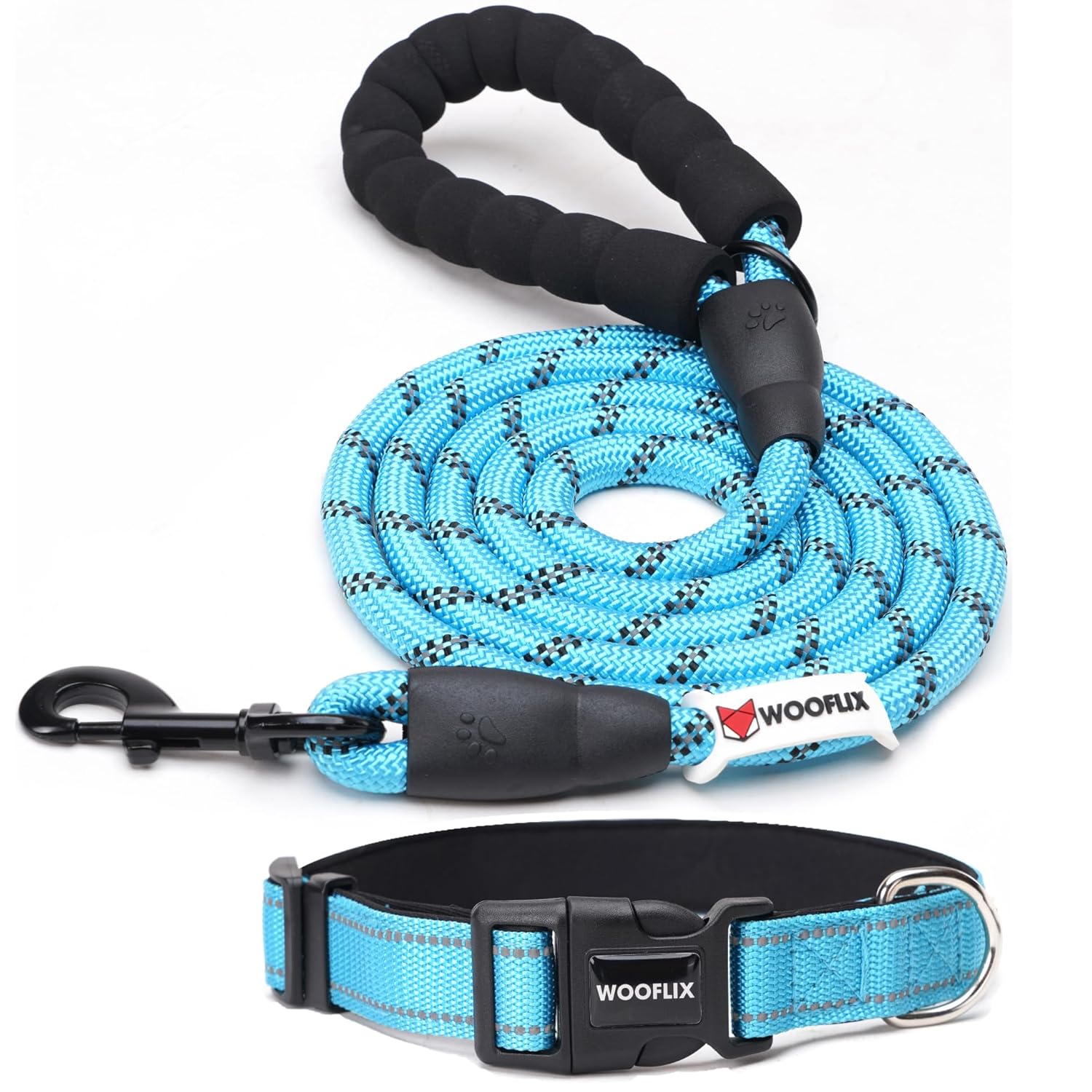 WOOFLIX Reflective Dog Leash And Collar Set - Blue